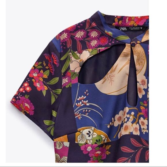 ZARA satin effect printed crop top Sz S NWT - Picture 4 of 10